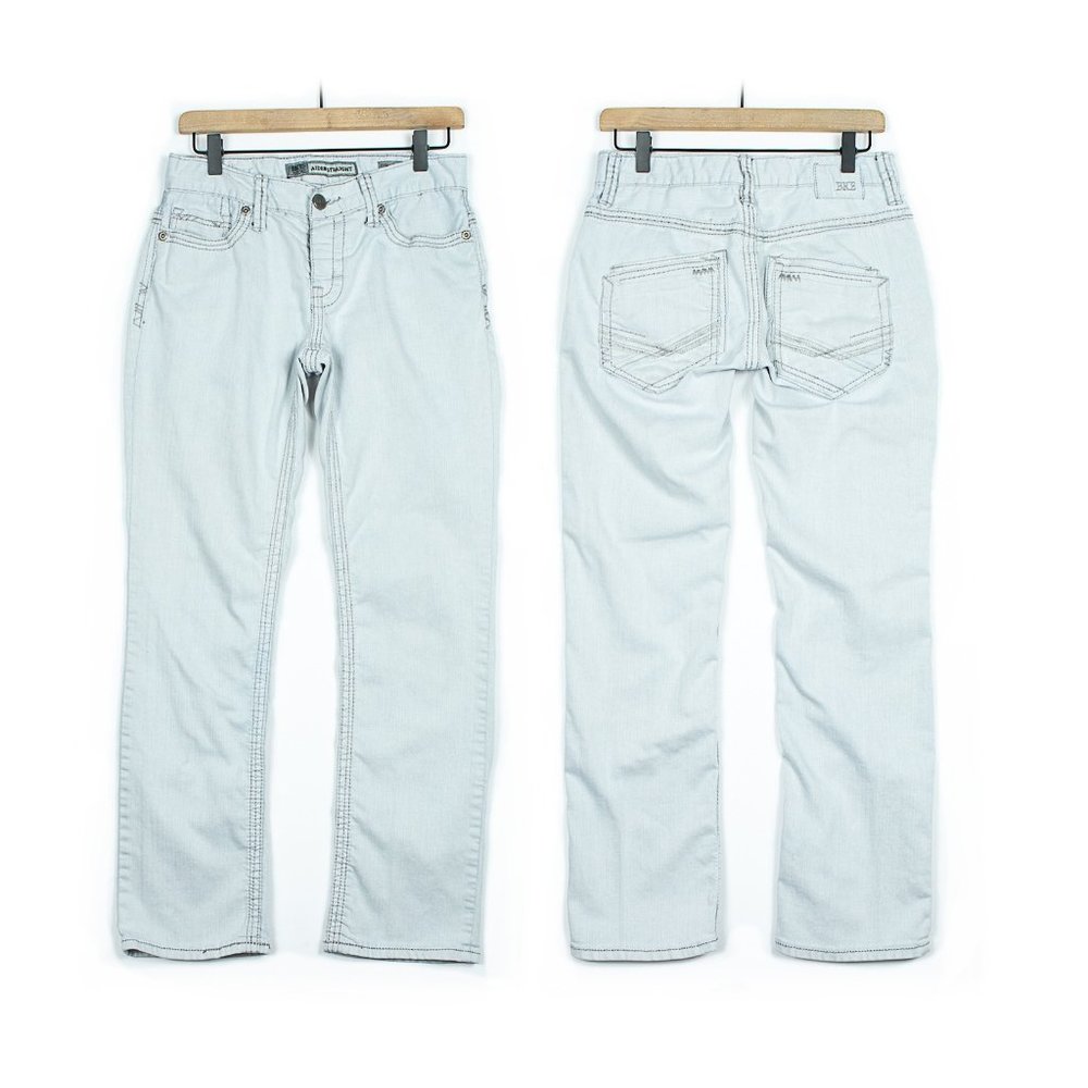BKE Aiden Straight White Thick Stitch Denim - Picture 1 of 4